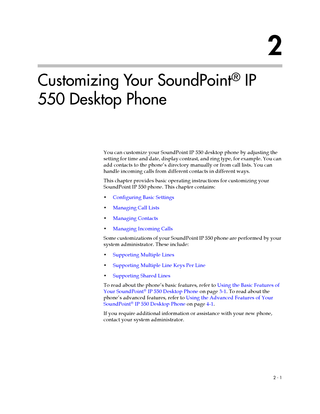 Nortel Networks manual Customizing Your SoundPoint IP 550 Desktop Phone 