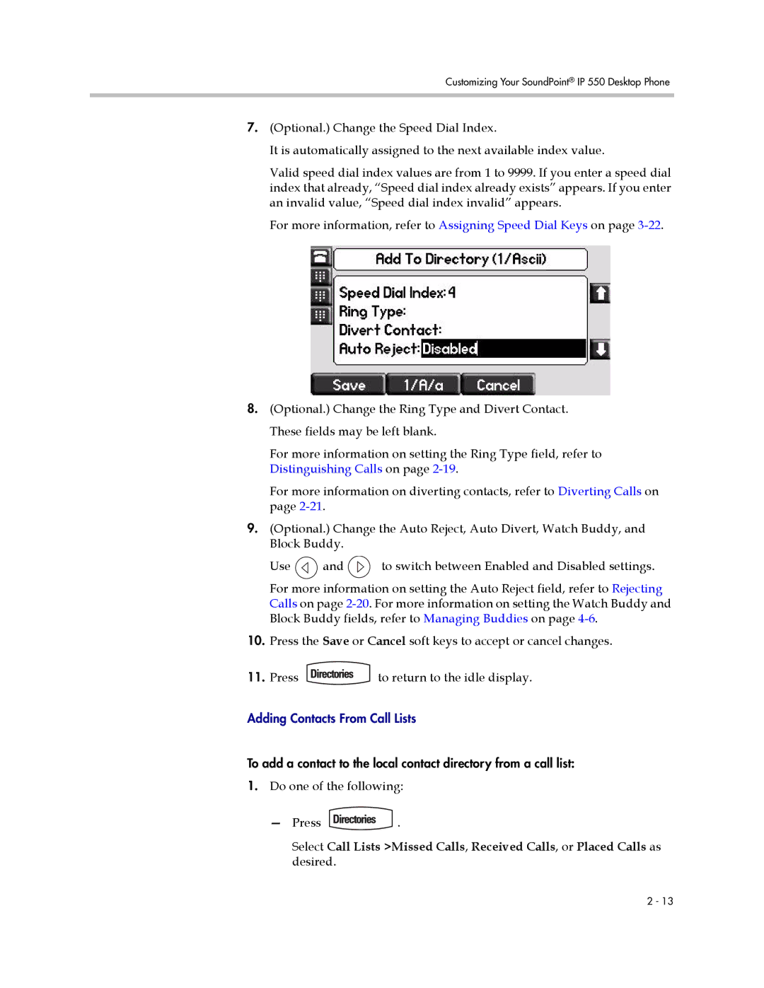 Nortel Networks 550 manual Adding Contacts From Call Lists 