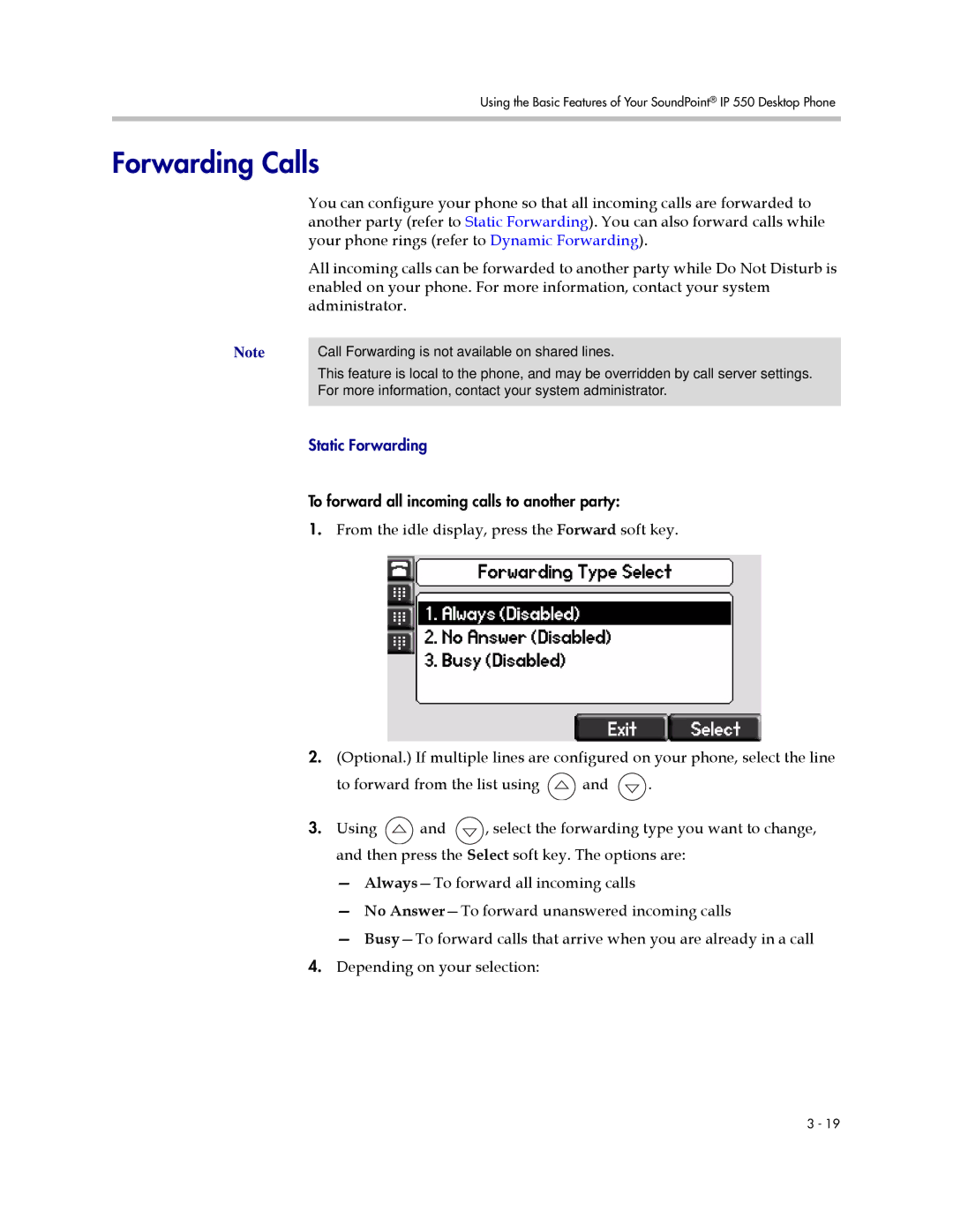 Nortel Networks 550 manual Forwarding Calls, Administrator 