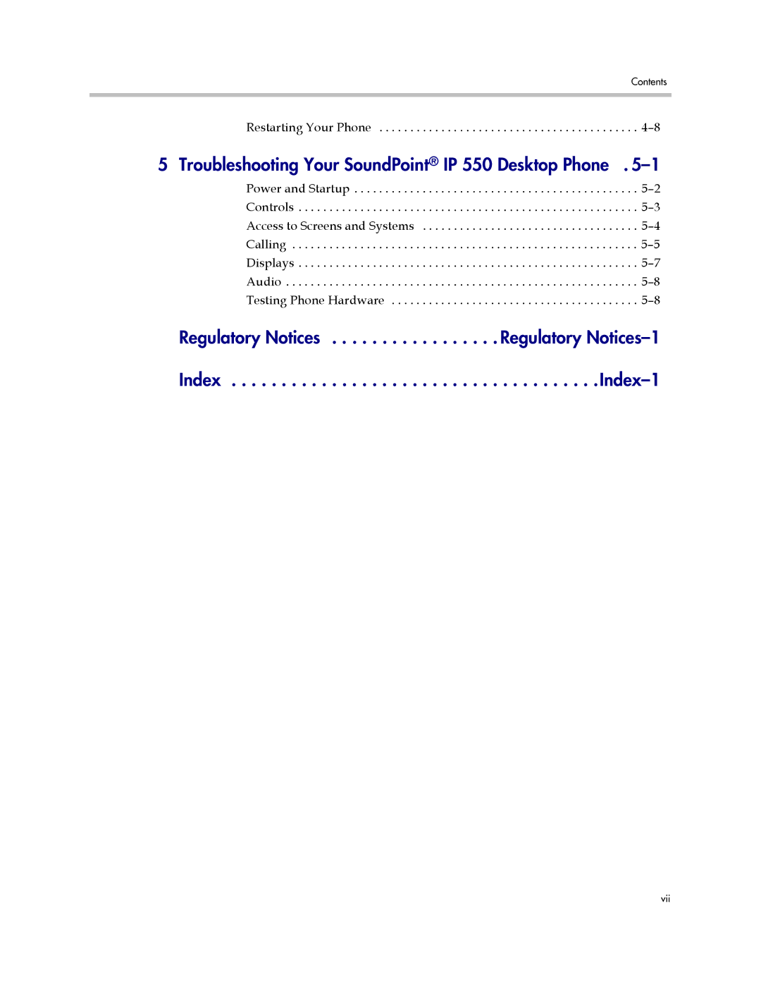 Nortel Networks manual Troubleshooting Your SoundPoint IP 550 Desktop Phone 