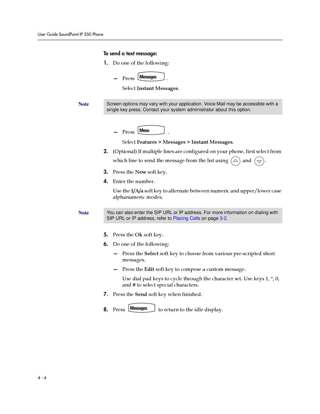 Nortel Networks 550 manual Do one of the following Press . Select Instant Messages 