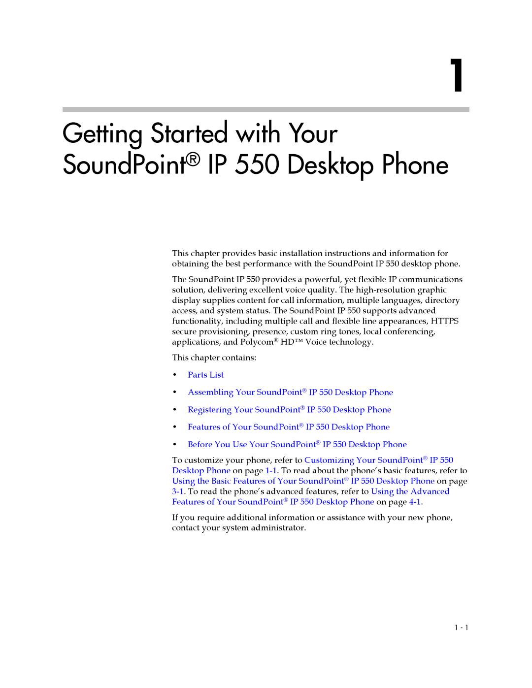 Nortel Networks manual Getting Started with Your SoundPoint IP 550 Desktop Phone 