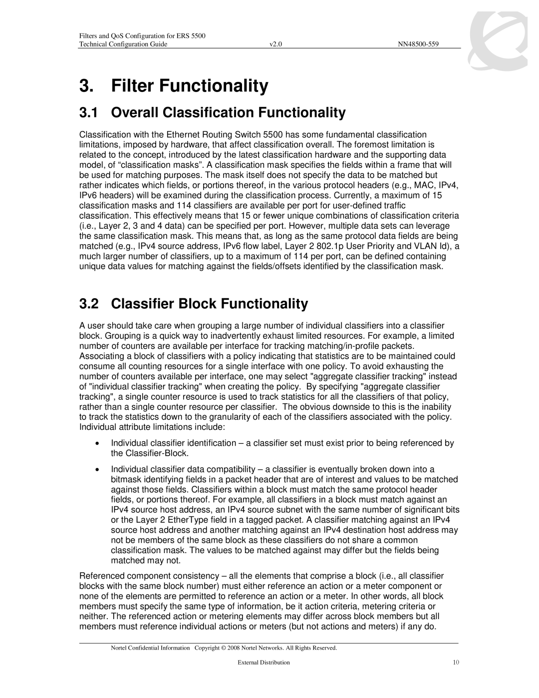 Nortel Networks 5510, 5520, 5530 Filter Functionality, Overall Classification Functionality, Classifier Block Functionality 