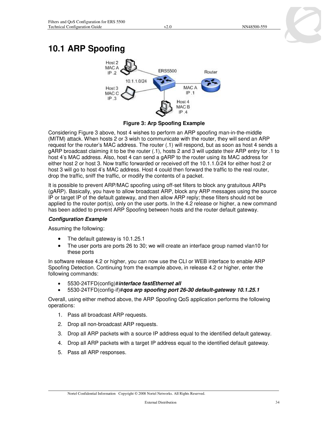 Nortel Networks 5510, 5520, 5530 manual ARP Spoofing, Configuration Example 