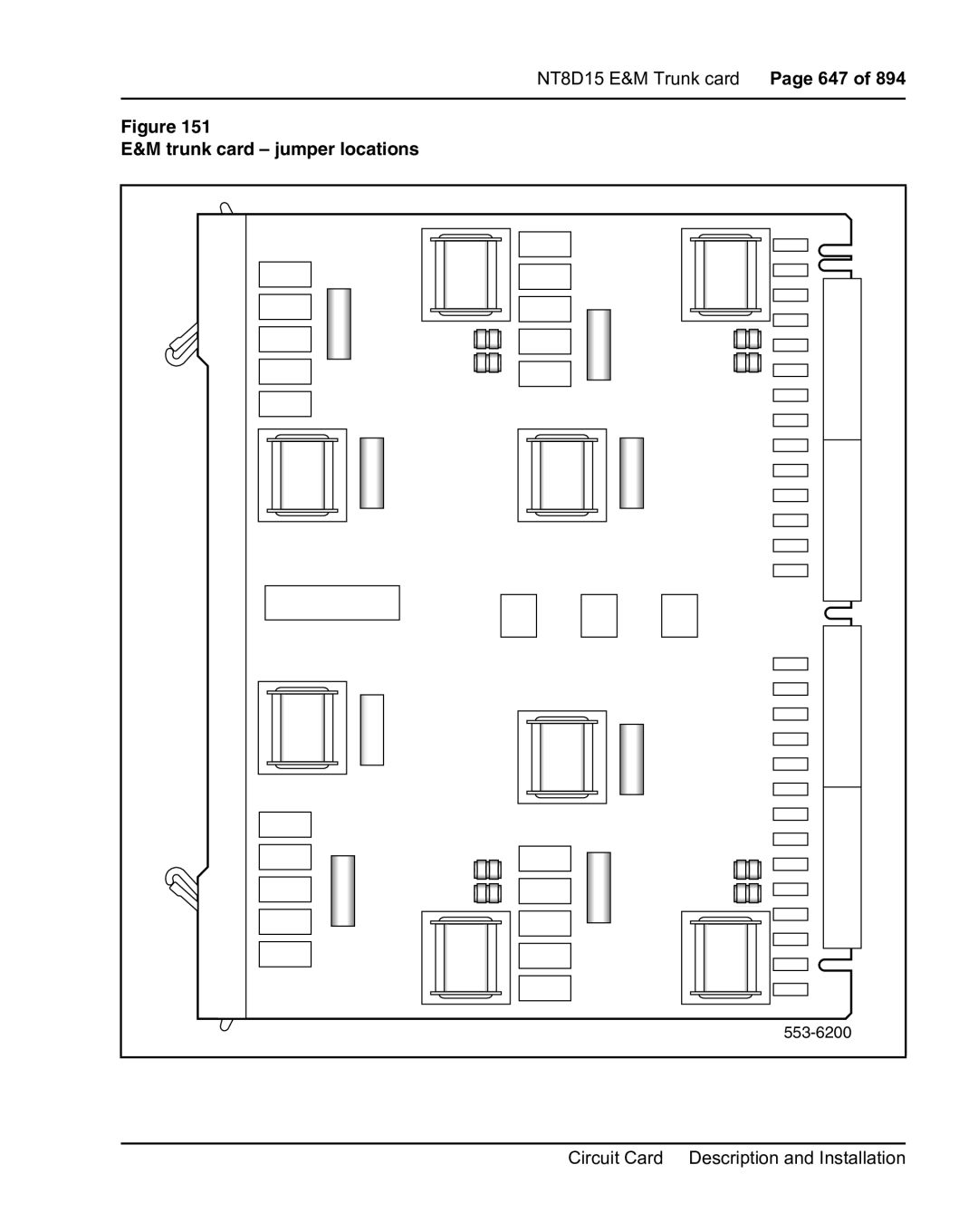 Nortel Networks 553-3001-211 manual Trunk card jumper locations 