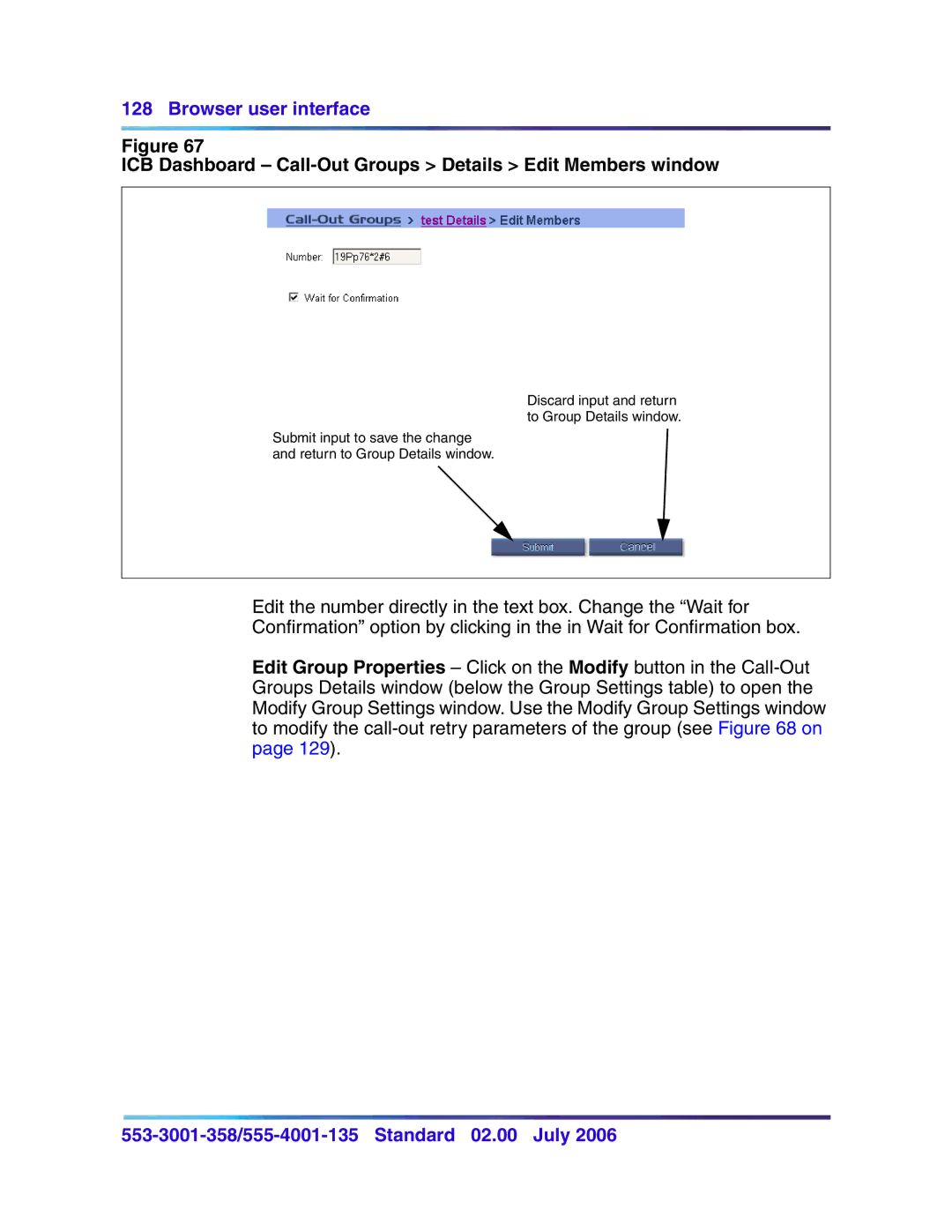 Nortel Networks 553-3001-358, 555-4001-135 manual ICB Dashboard Call-Out Groups Details Edit Members window 