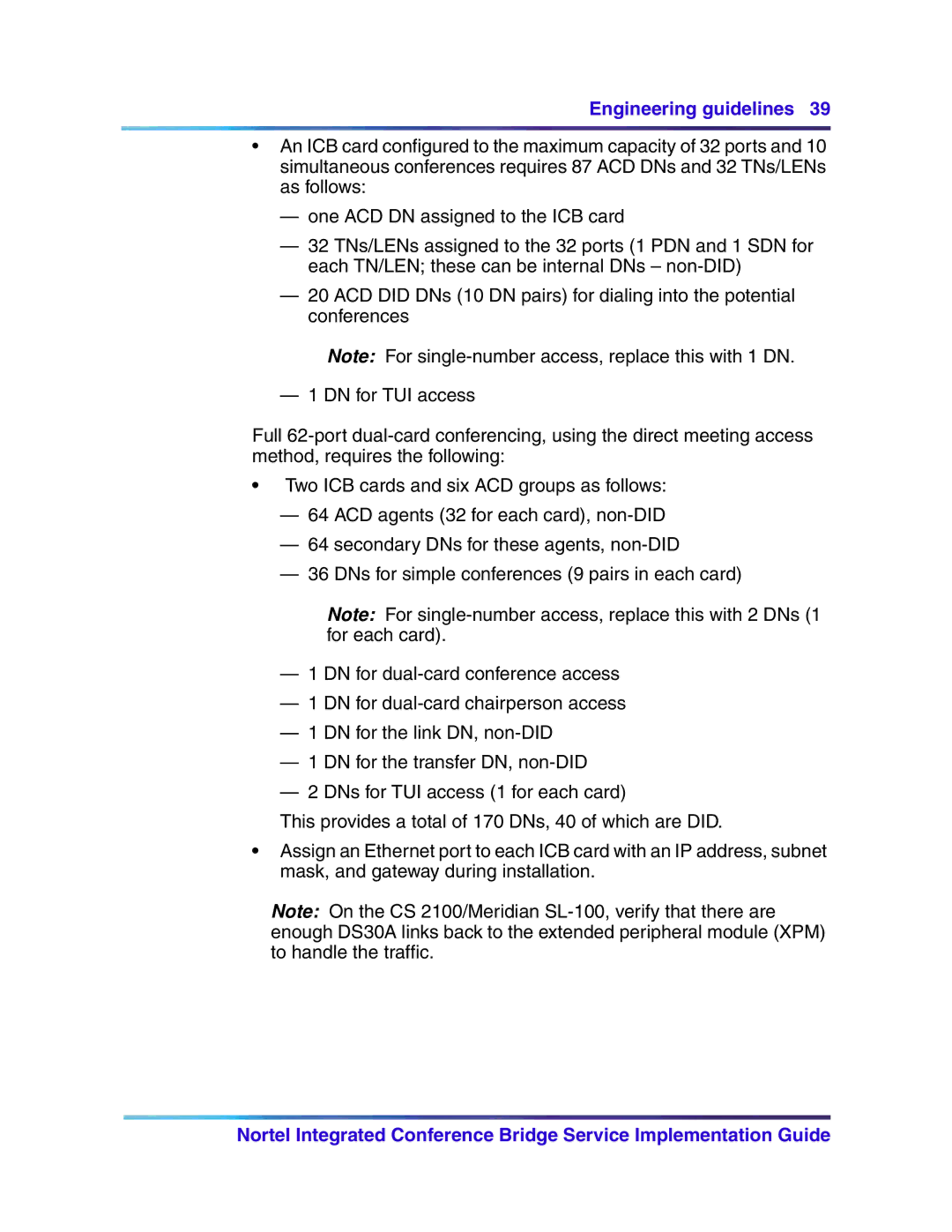 Nortel Networks 555-4001-135, 553-3001-358 manual Engineering guidelines 