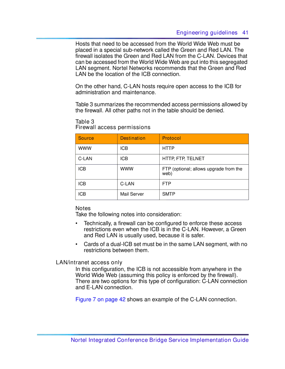 Nortel Networks 555-4001-135 manual Firewall access permissions, LAN/intranet access only, Source Destination Protocol 