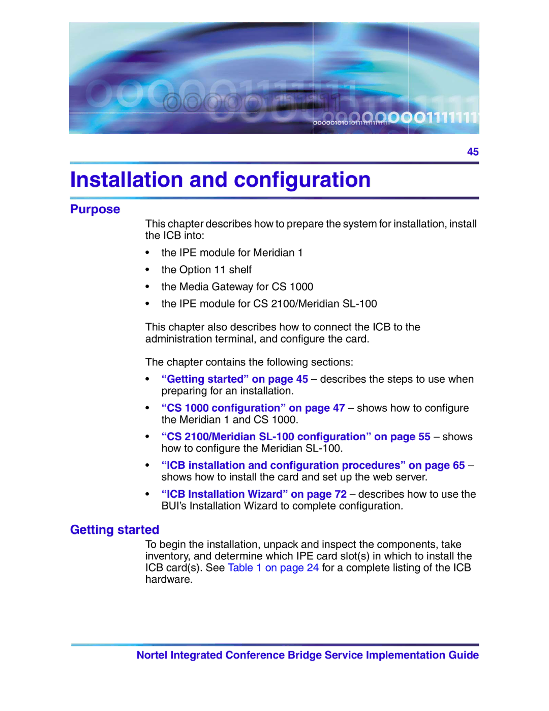 Nortel Networks 555-4001-135, 553-3001-358 manual Installation and configuration, Getting started 