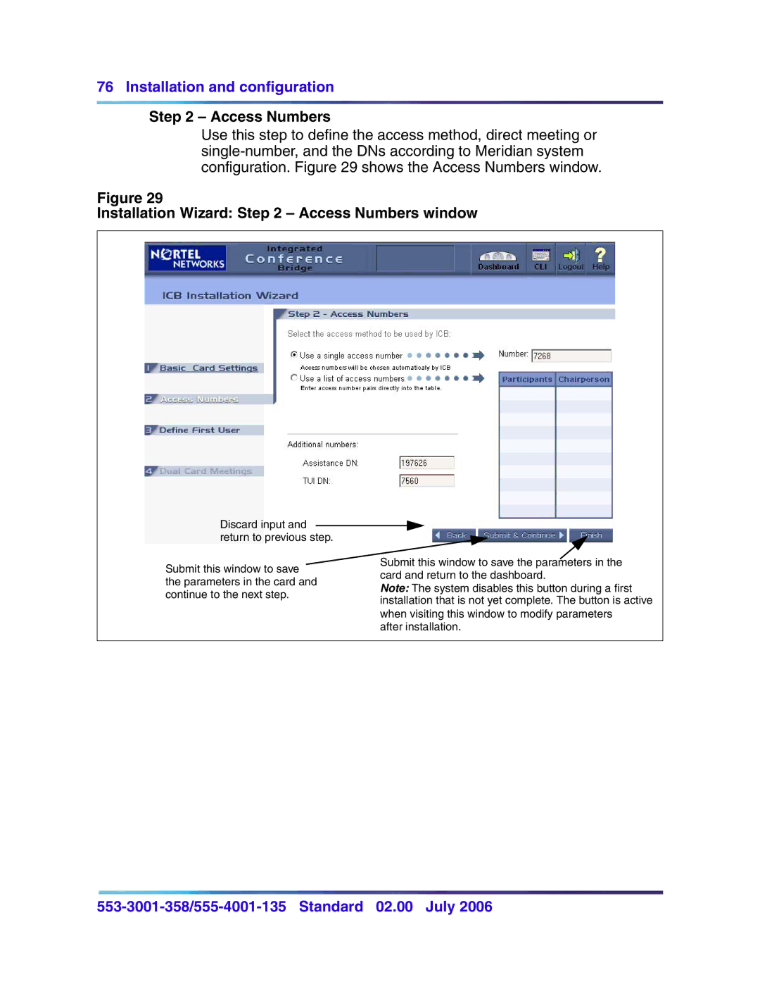 Nortel Networks 553-3001-358, 555-4001-135 manual Installation Wizard Access Numbers window 