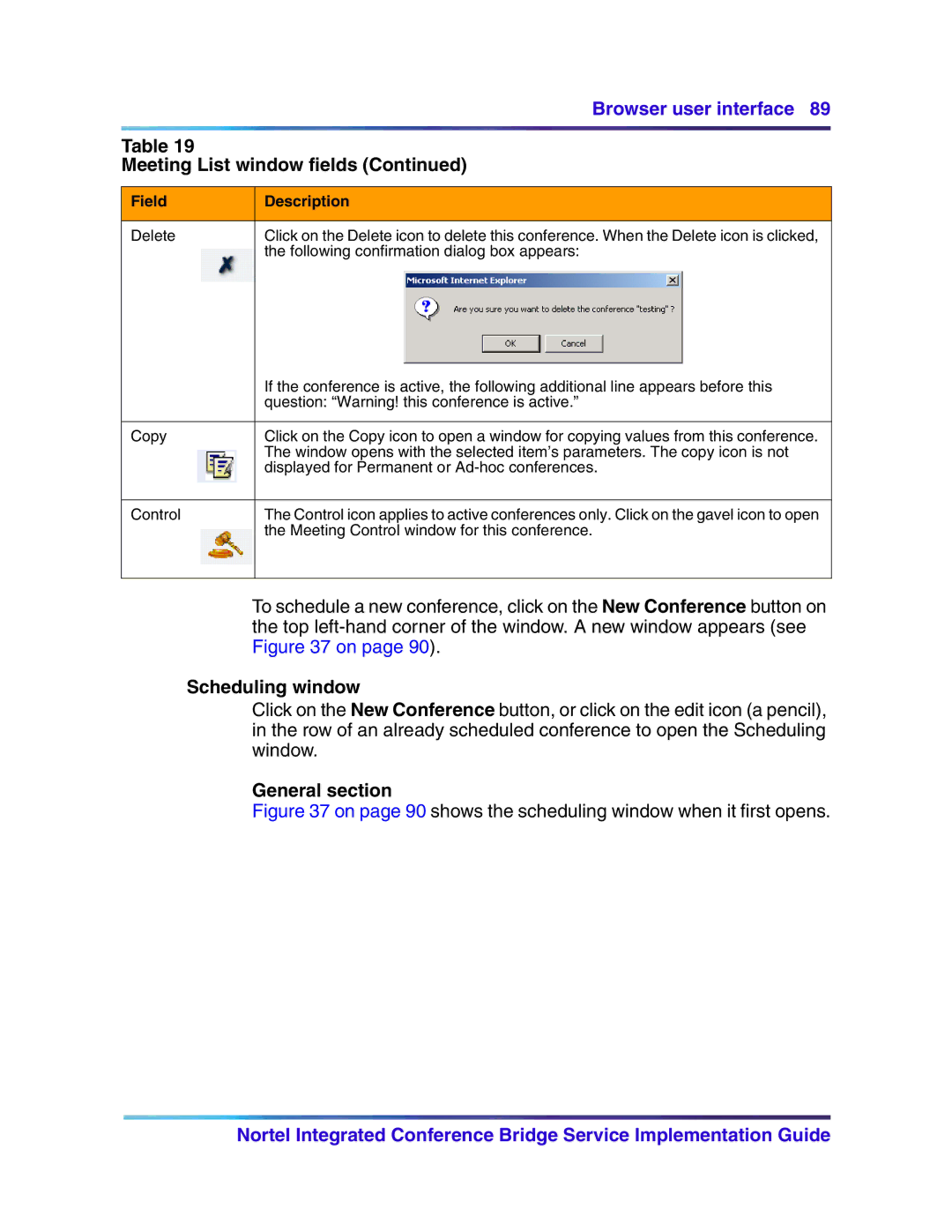 Nortel Networks 555-4001-135, 553-3001-358 manual Scheduling window, General section 