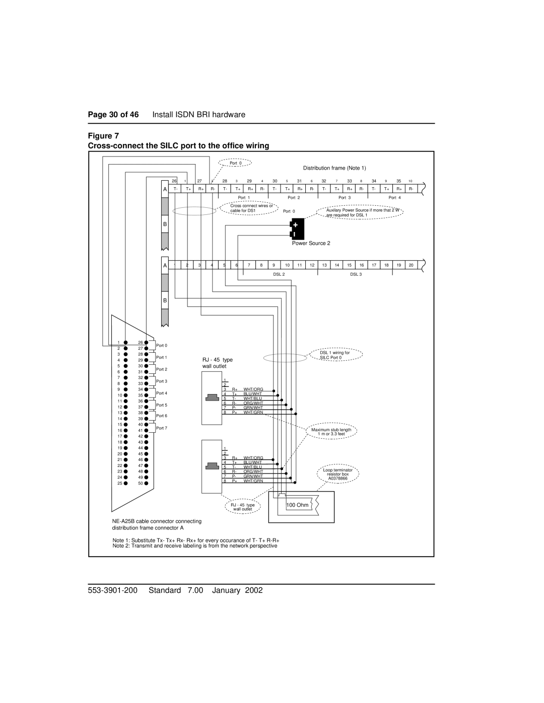 Nortel Networks 553-3901-200 instruction manual Cross-connect the Silc port to the office wiring, Distribution frame Note 