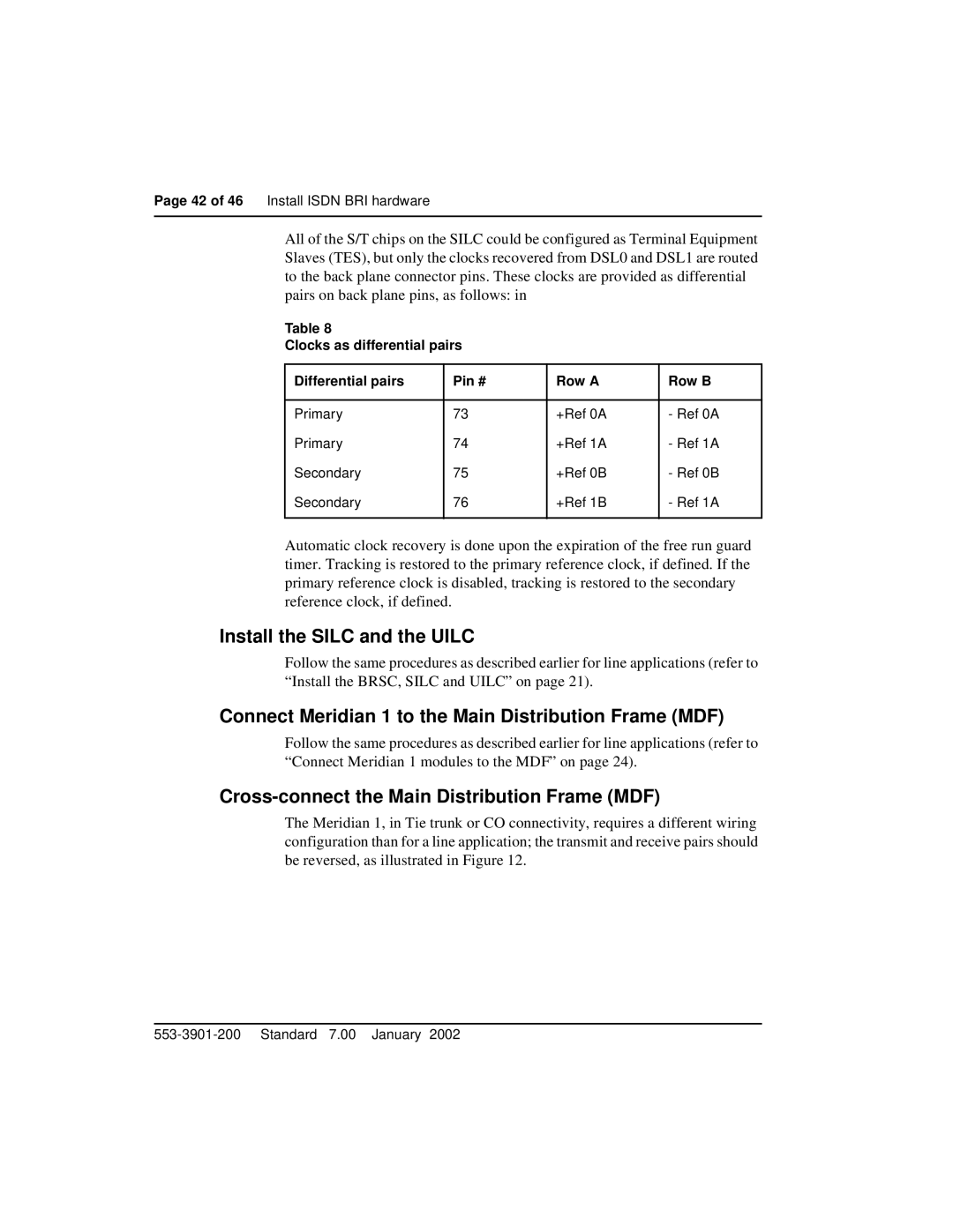 Nortel Networks 553-3901-200 Install the Silc and the Uilc, Connect Meridian 1 to the Main Distribution Frame MDF 