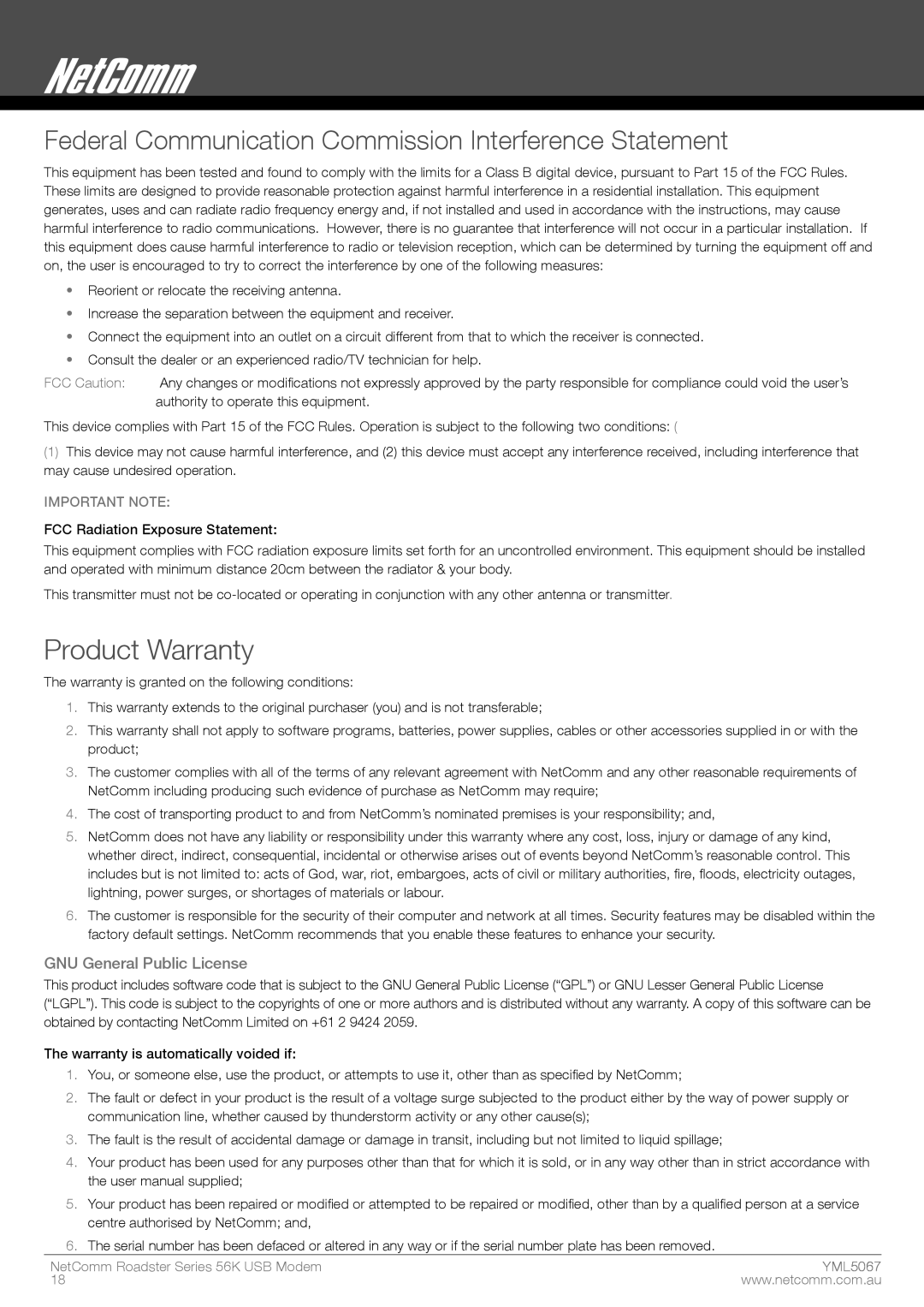 Nortel Networks 56K manual Product Warranty, GNU General Public License 