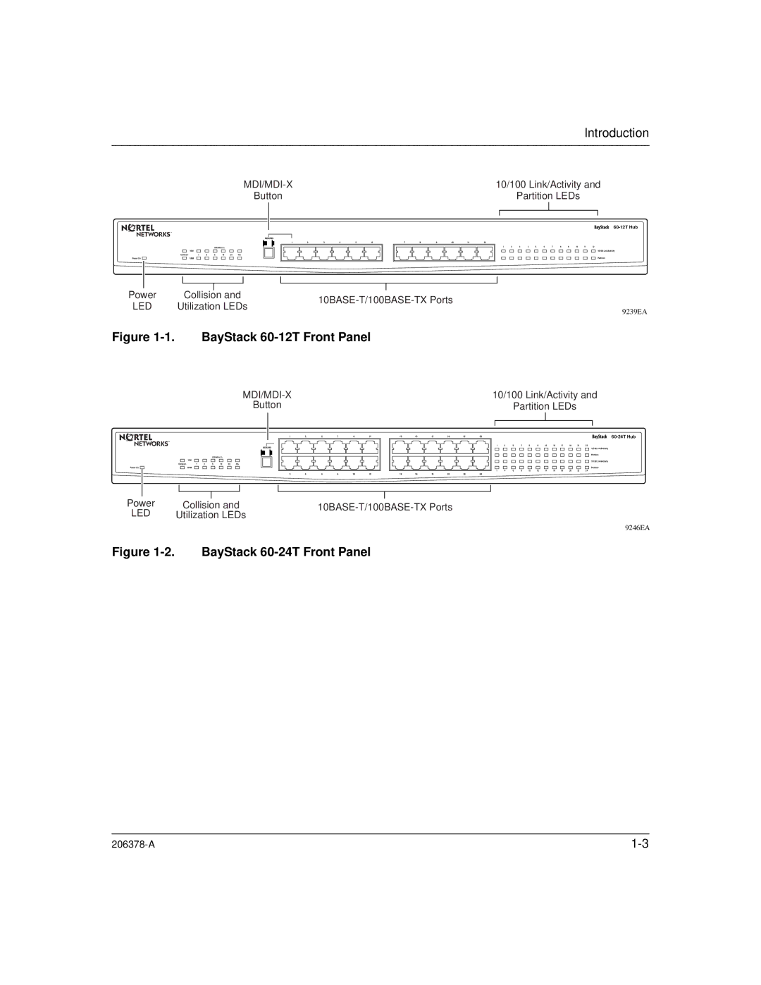 Nortel Networks 60-24T manual BayStack 60-12T Front Panel 