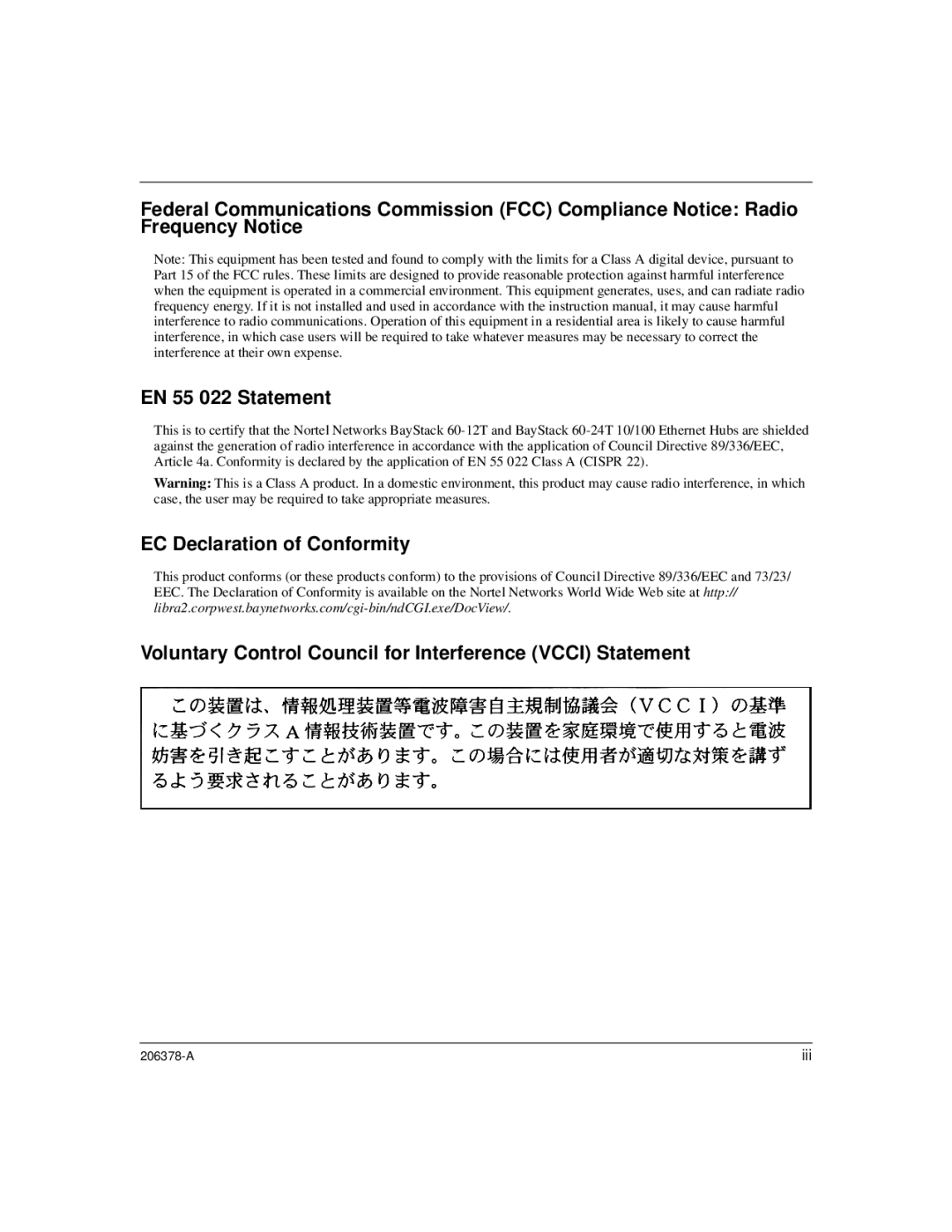 Nortel Networks 60-12T, 60-24T manual Iii 