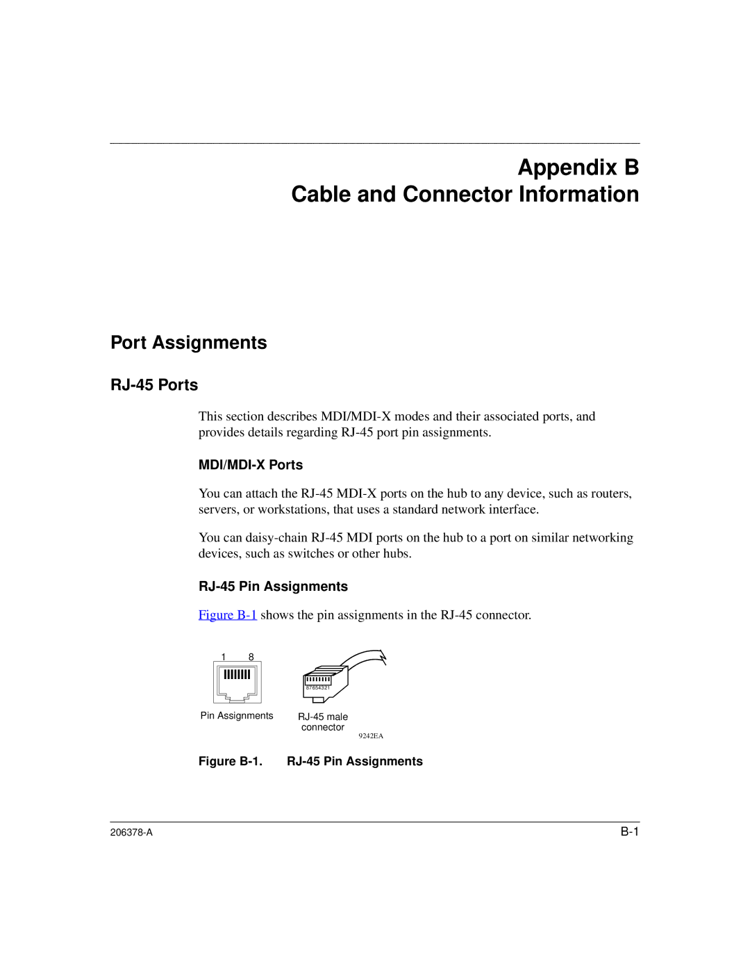 Nortel Networks 60-12T, 60-24T manual Appendix B Cable and Connector Information, Port Assignments, RJ-45 Ports 