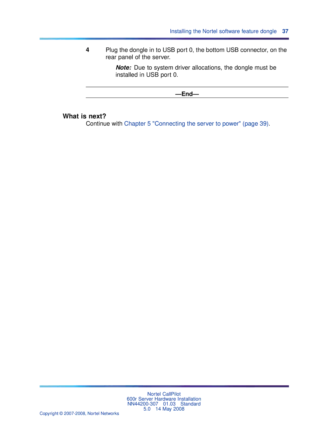 Nortel Networks 600r manual Continue with Connecting the server to power 