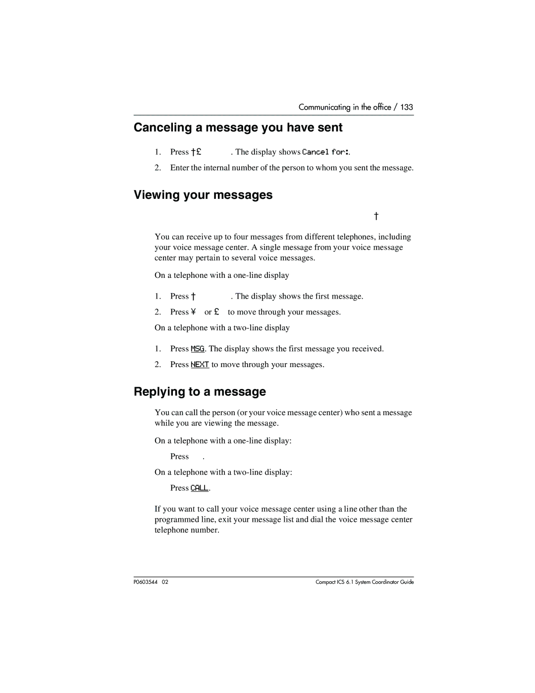 Nortel Networks 6.1 manual Canceling a message you have sent, Viewing your messages, Replying to a message 