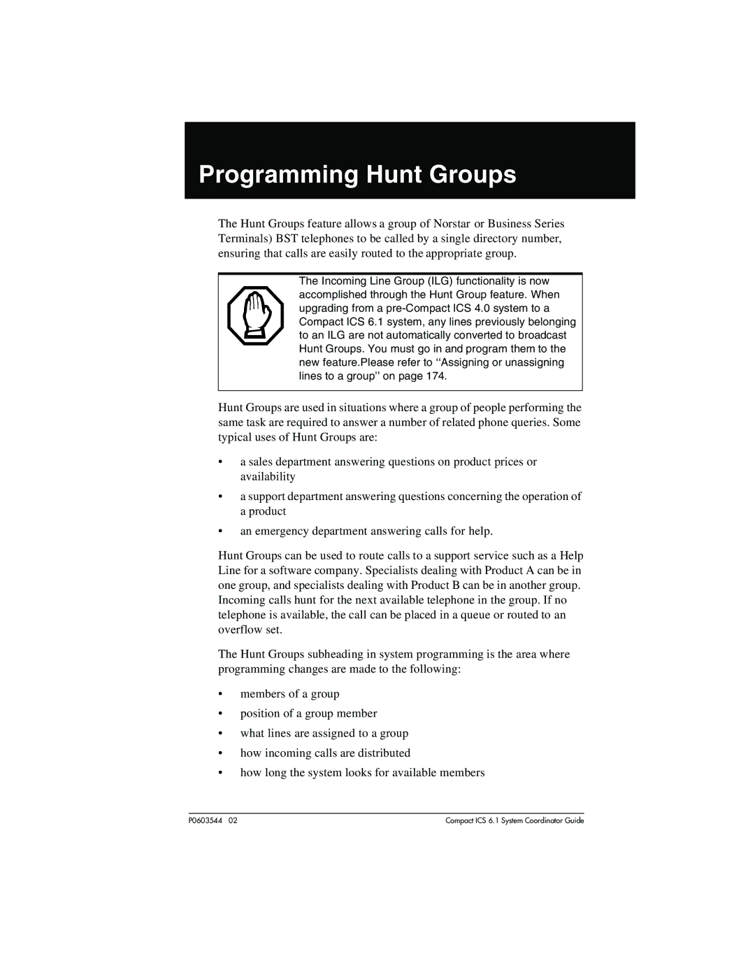 Nortel Networks 6.1 manual Programming Hunt Groups 