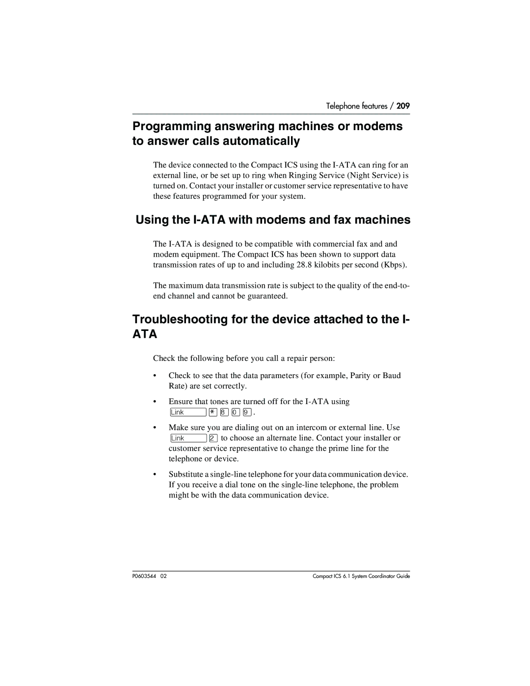 Nortel Networks 6.1 manual Using the I-ATA with modems and fax machines, Troubleshooting for the device attached to 