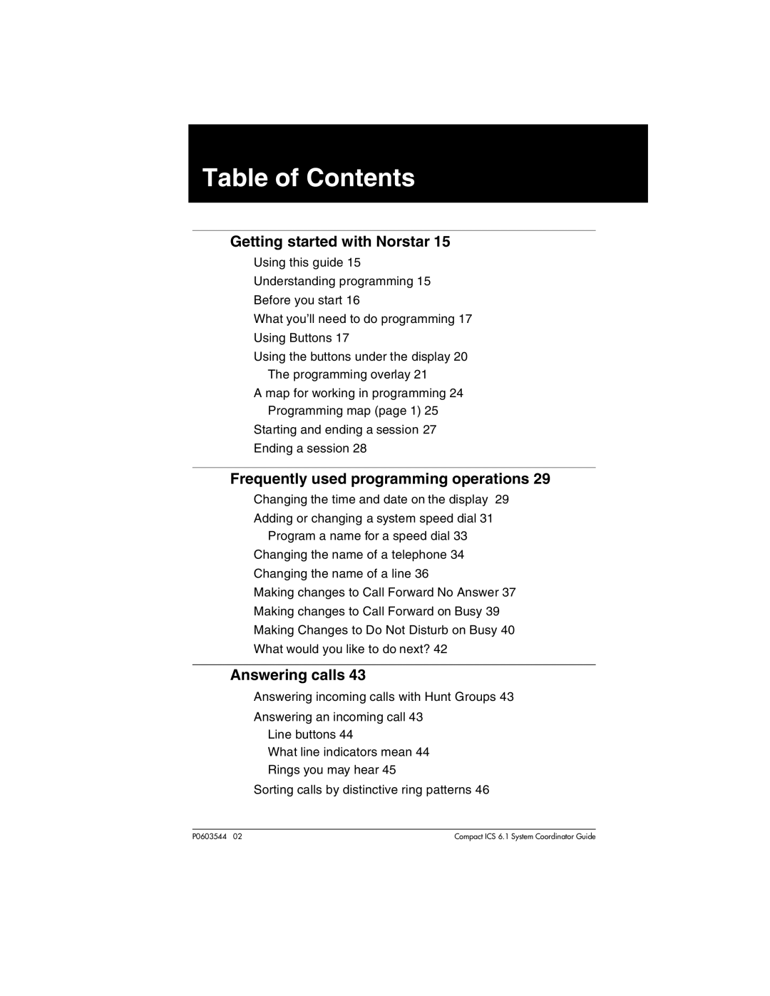 Nortel Networks 6.1 manual Table of Contents 