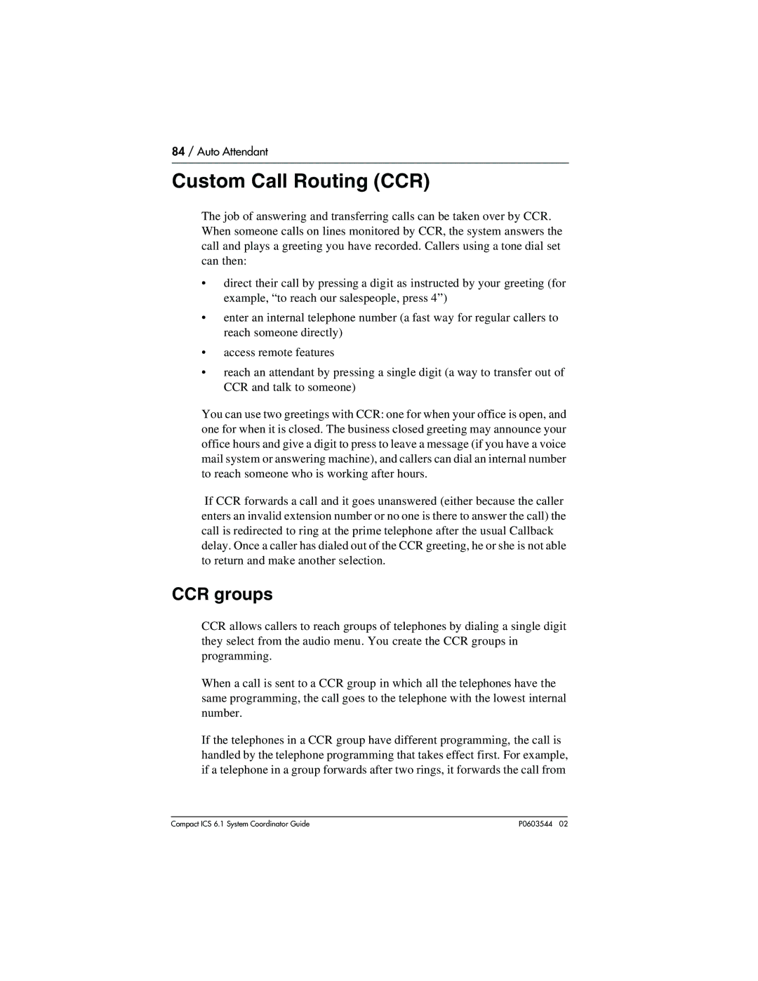 Nortel Networks 6.1 manual Custom Call Routing CCR, CCR groups 