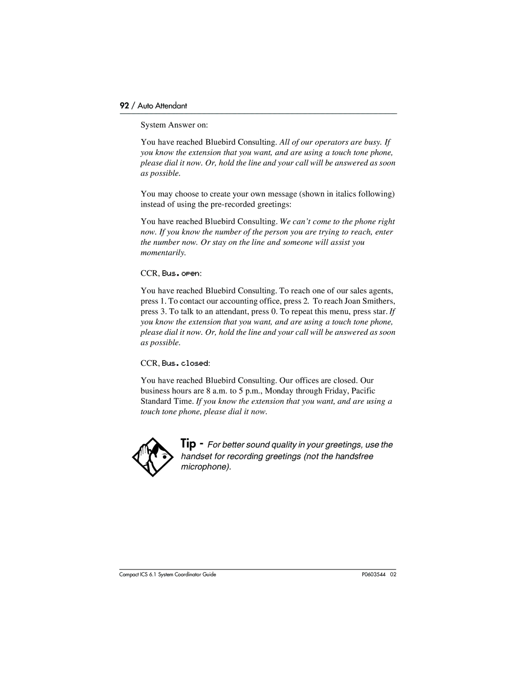 Nortel Networks 6.1 manual CCR, Bus. open, CCR, Bus. closed 