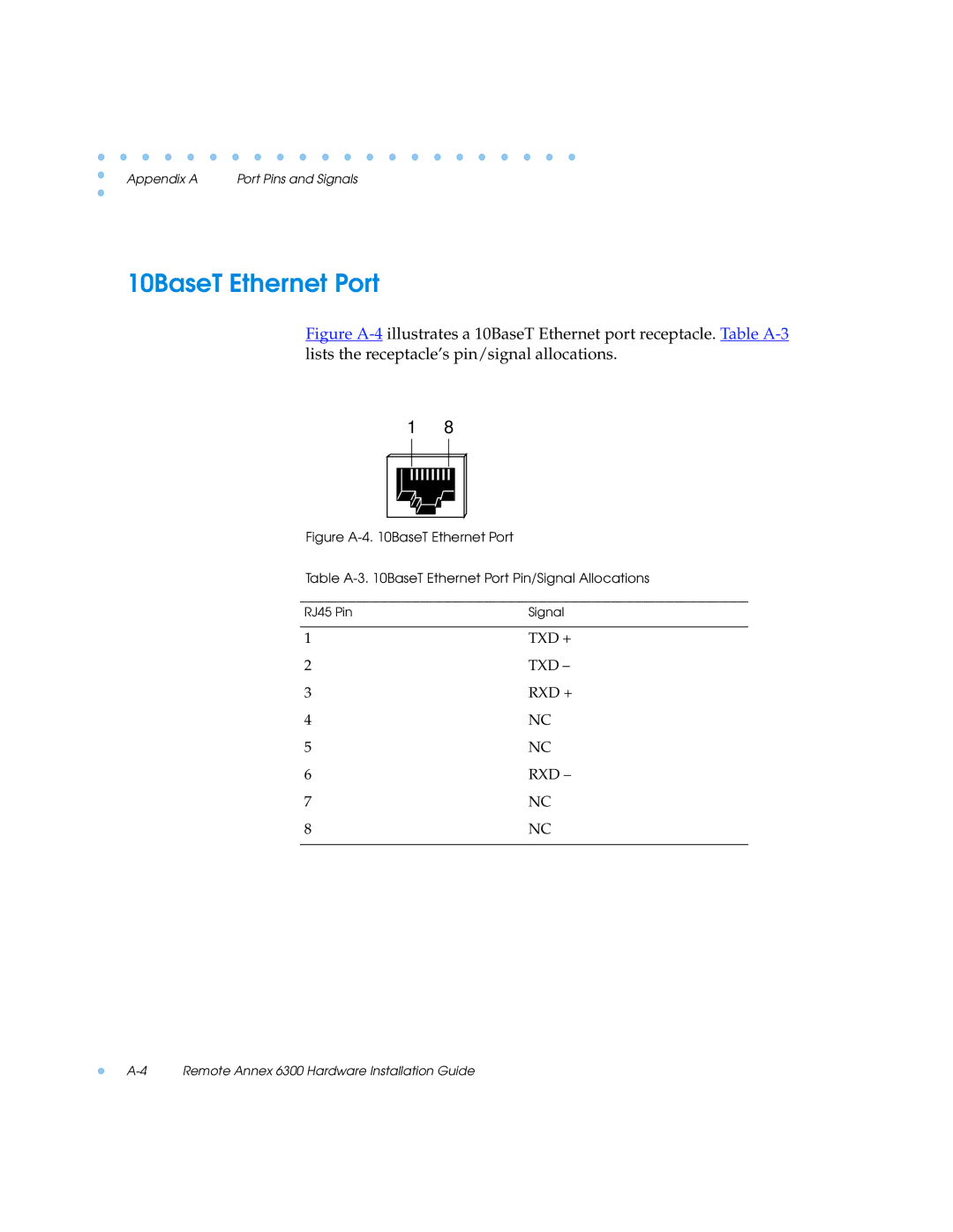 Nortel Networks 6300 manual 10BaseT Ethernet Port 