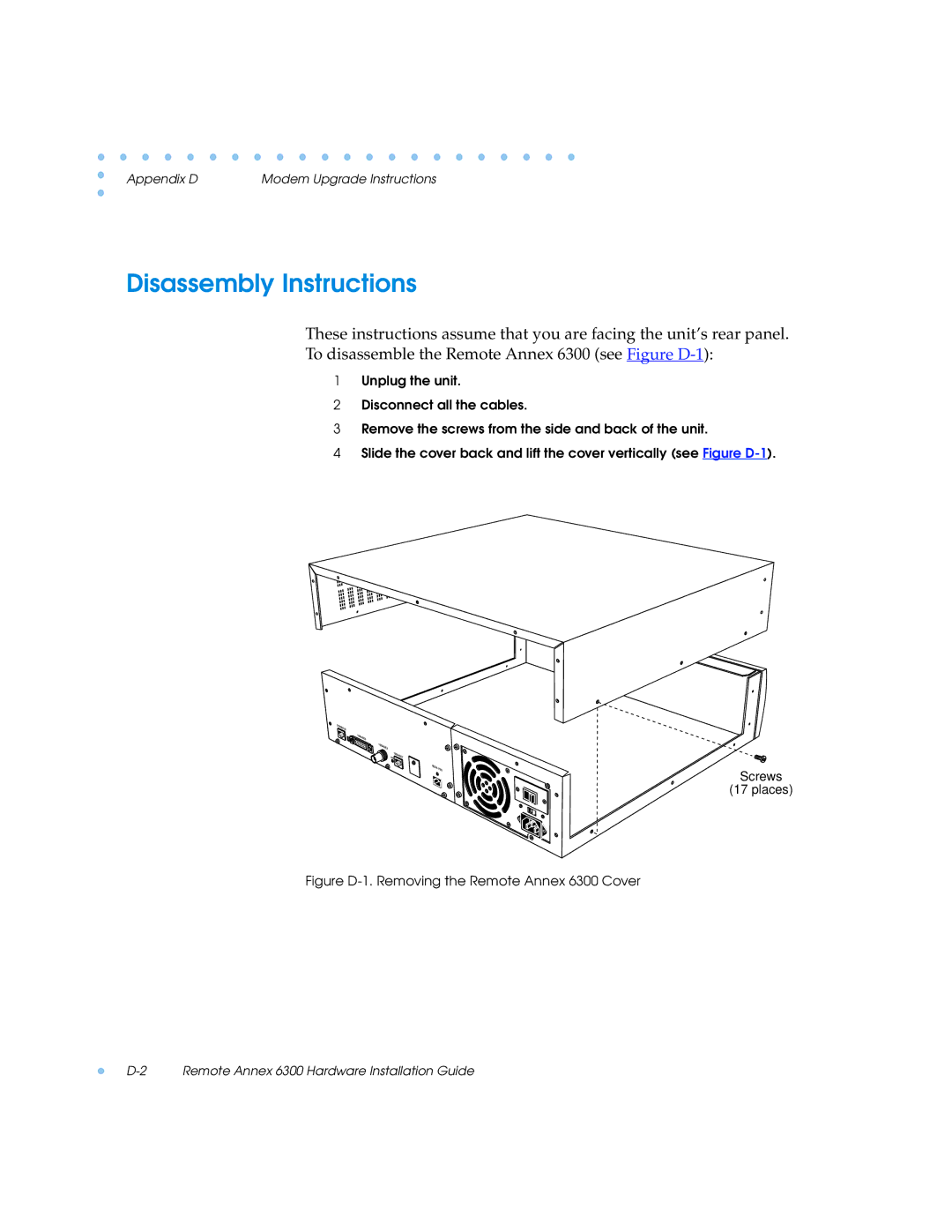 Nortel Networks 6300 manual Appendix D Modem Upgrade Instructions 