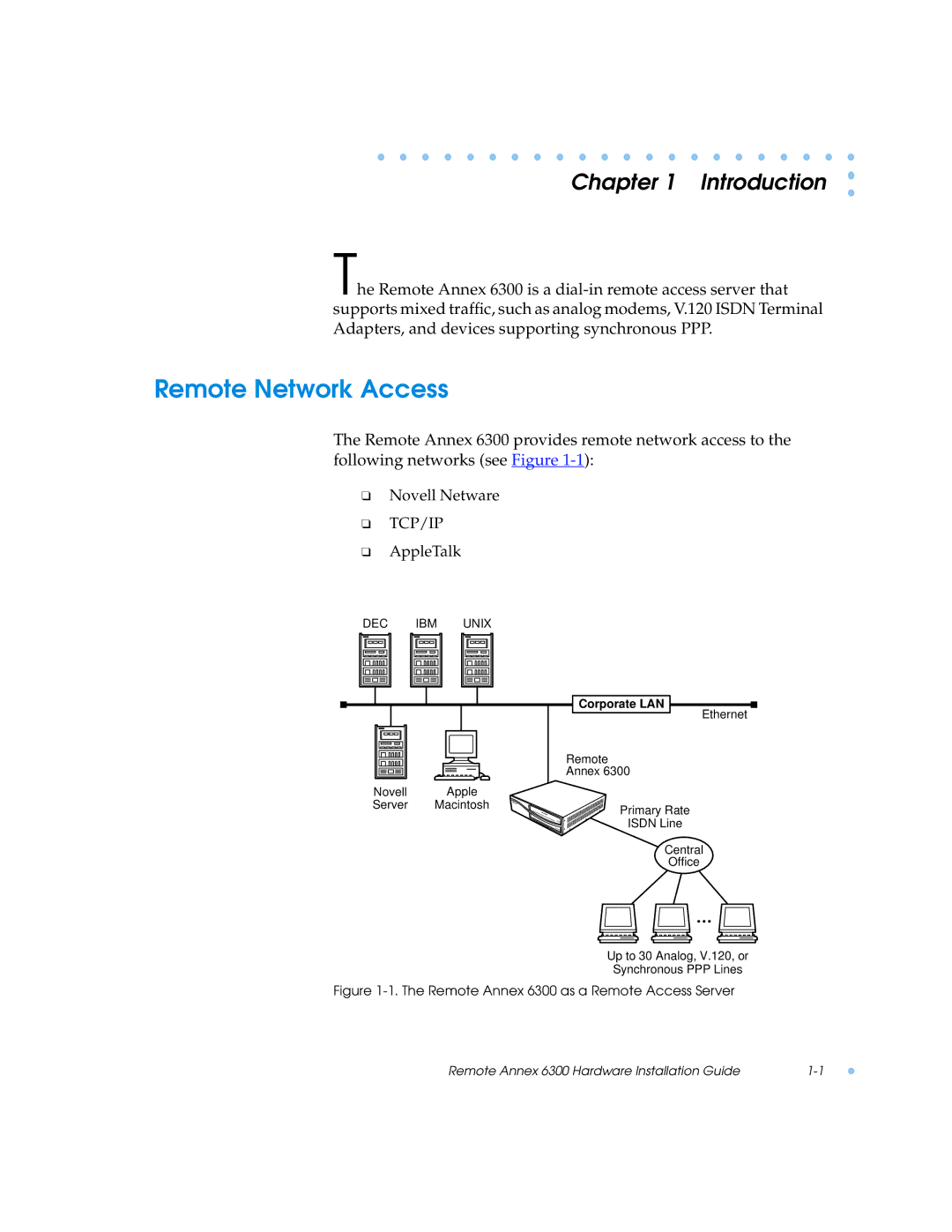 Nortel Networks 6300 manual Remote Network Access, Introduction 