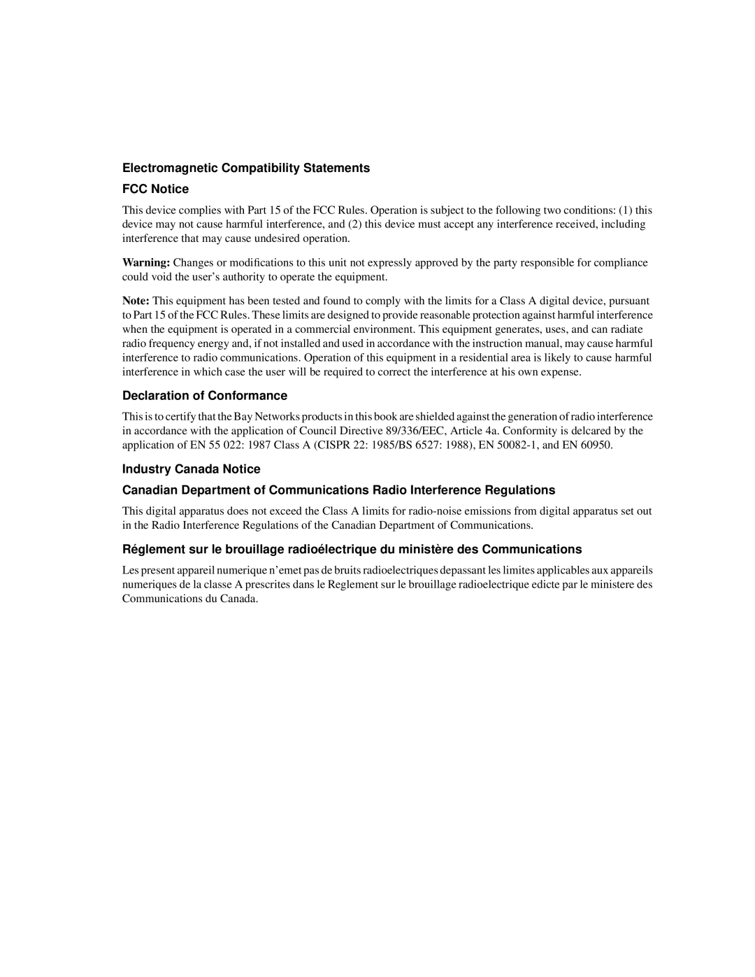 Nortel Networks 6300 manual Electromagnetic Compatibility Statements FCC Notice 