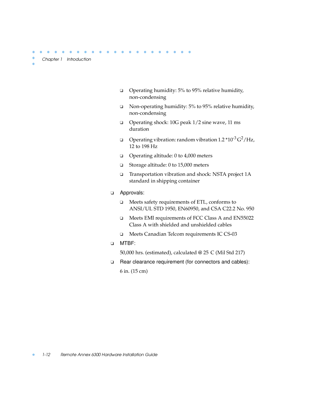 Nortel Networks 6300 manual Mtbf 