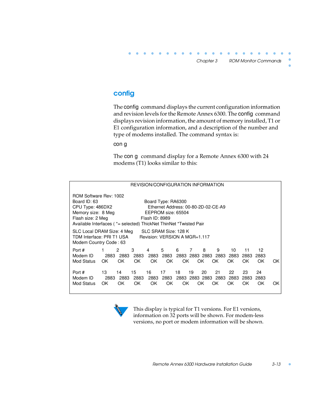 Nortel Networks 6300 manual Conﬁg 