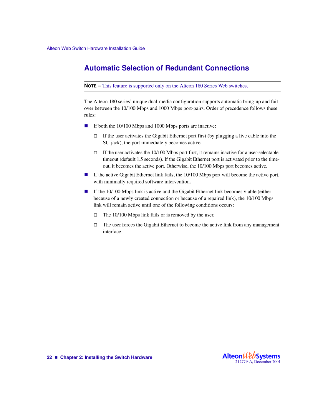 Nortel Networks 700106, 700116, 700117, 700107 manual Automatic Selection of Redundant Connections 