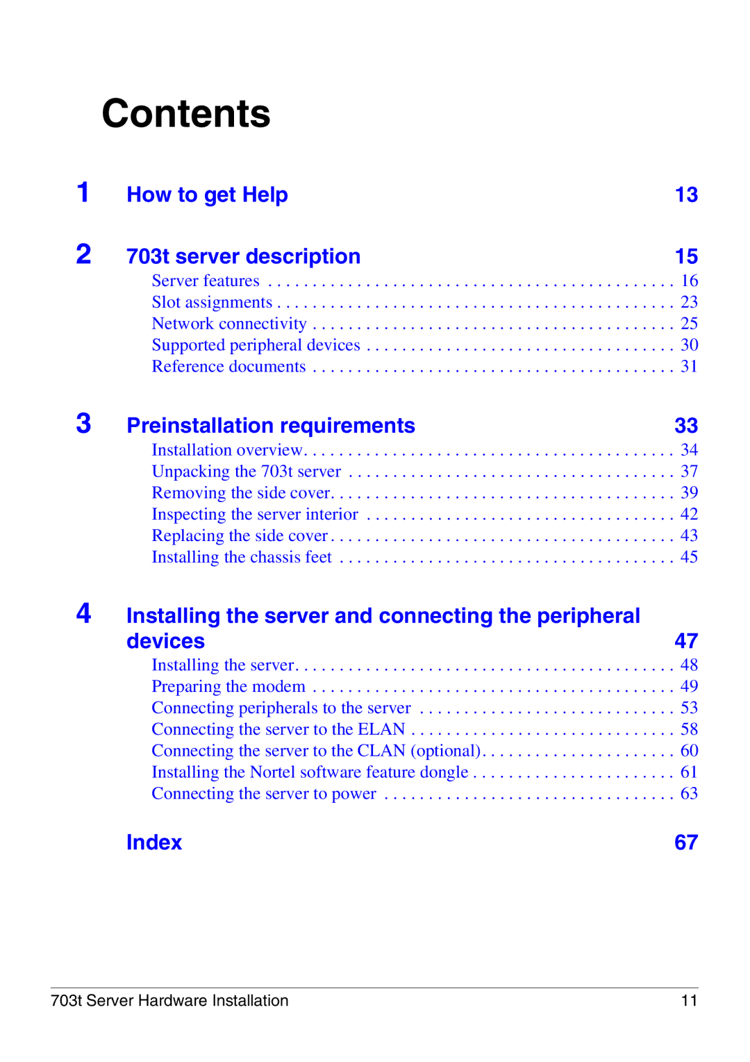 Nortel Networks 703t manual Contents 