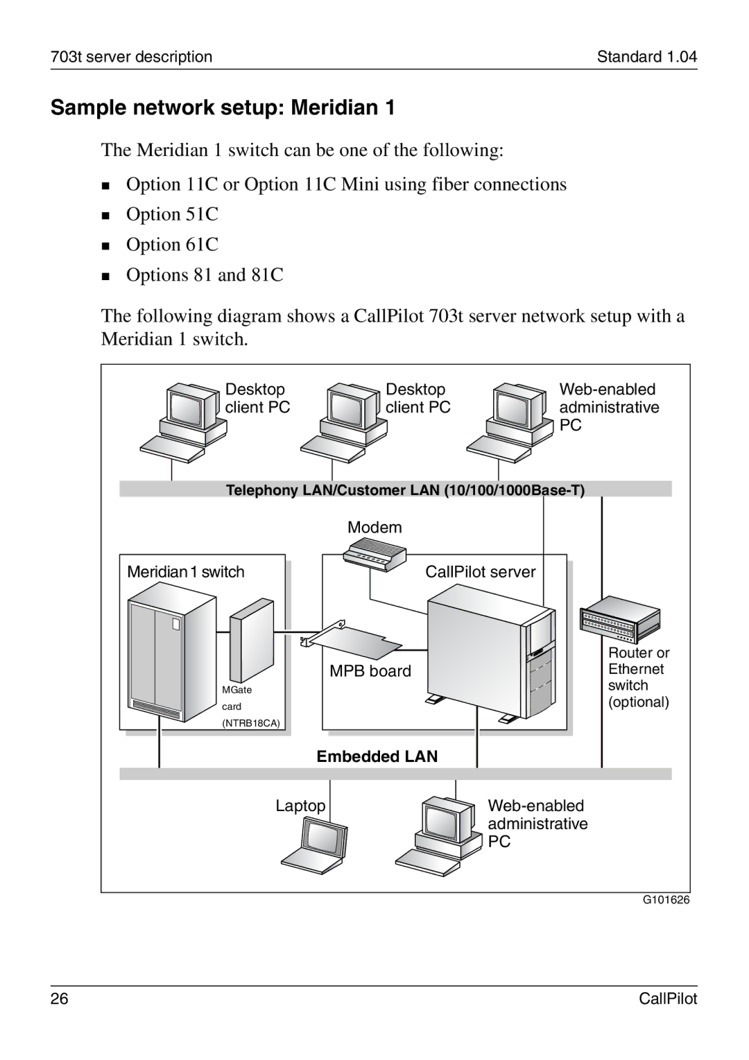 Nortel Networks 703t manual Sample network setup Meridian 