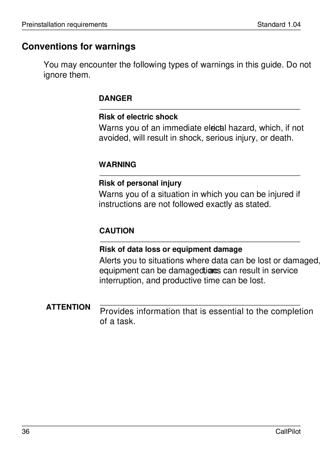 Nortel Networks 703t manual Conventions for warnings 