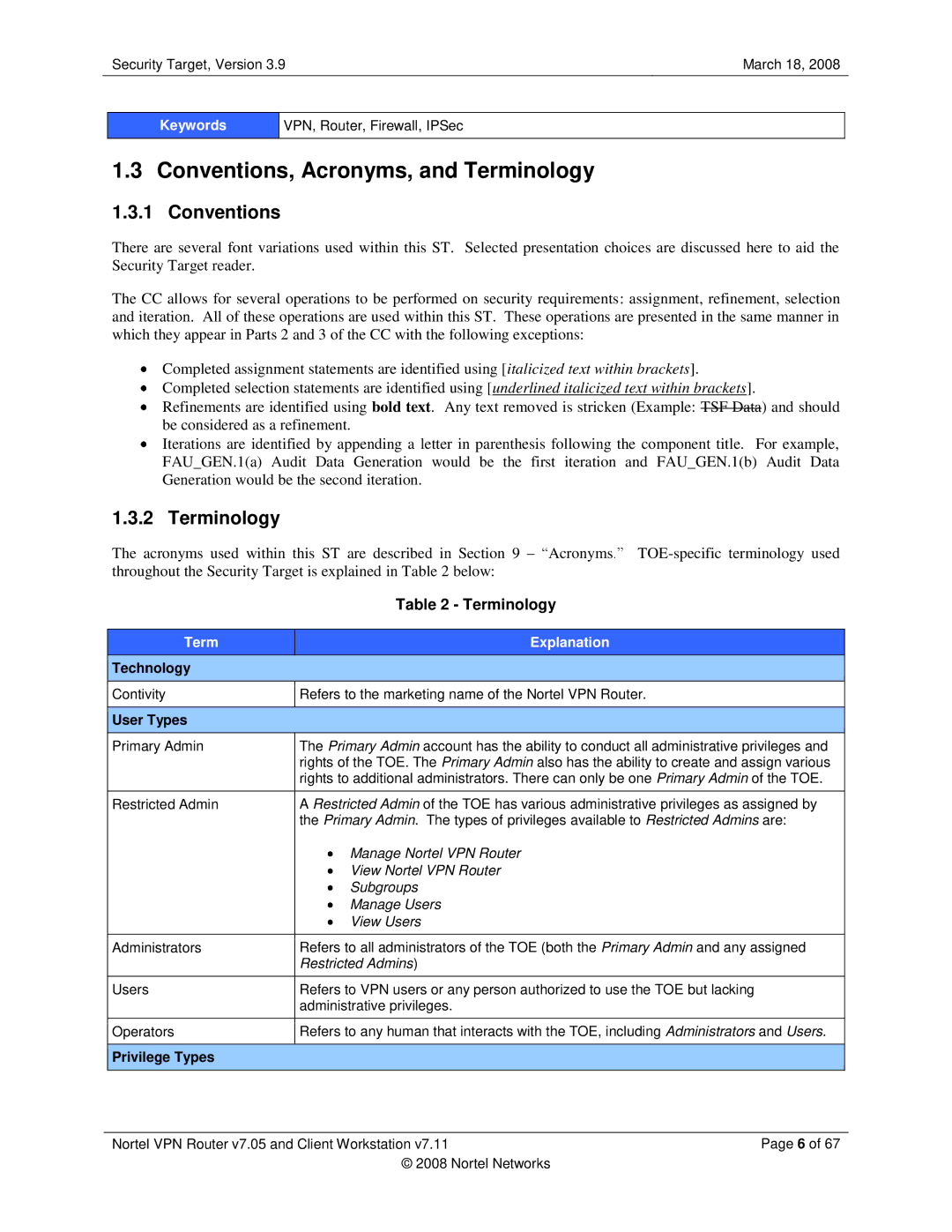 Nortel Networks 7.05, 7.11 manual Conventions, Acronyms, and Terminology 