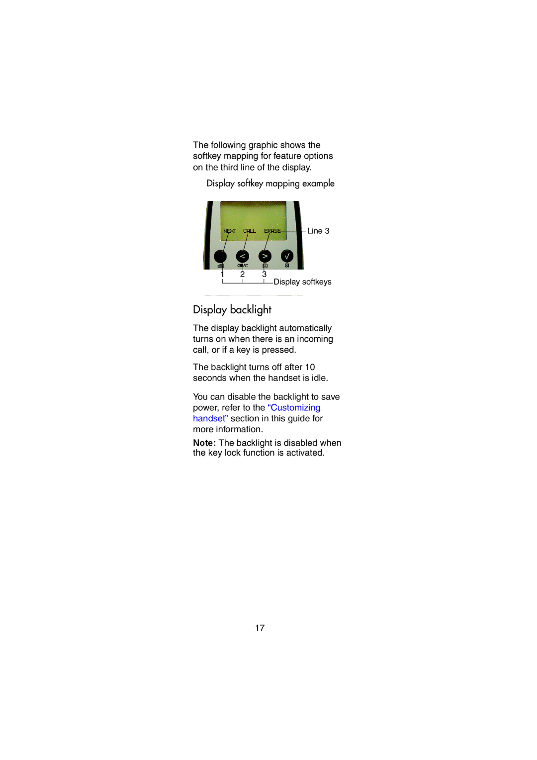 Nortel Networks 743X, 744X manual Display backlight 