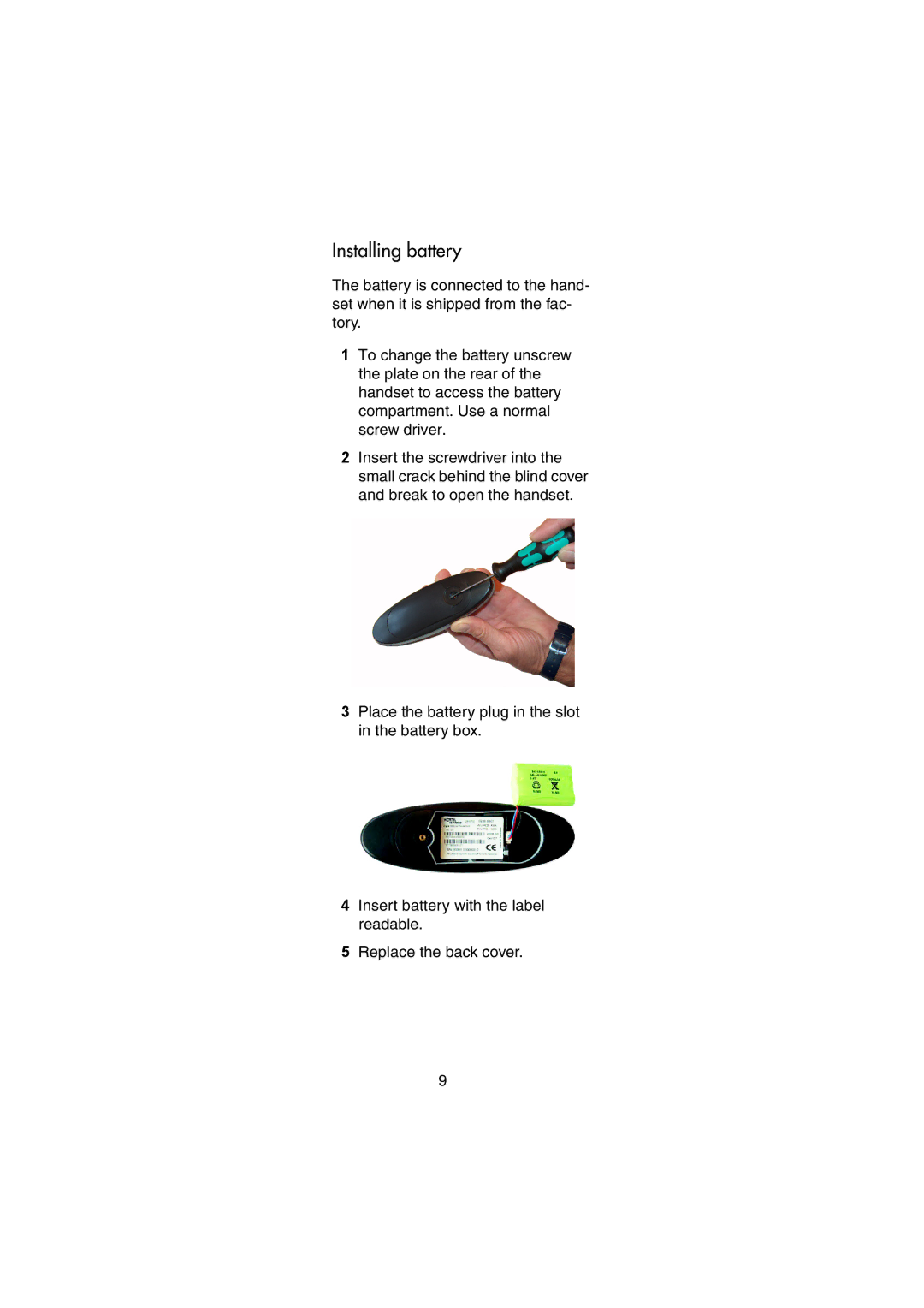 Nortel Networks 743X, 744X manual Installing battery 