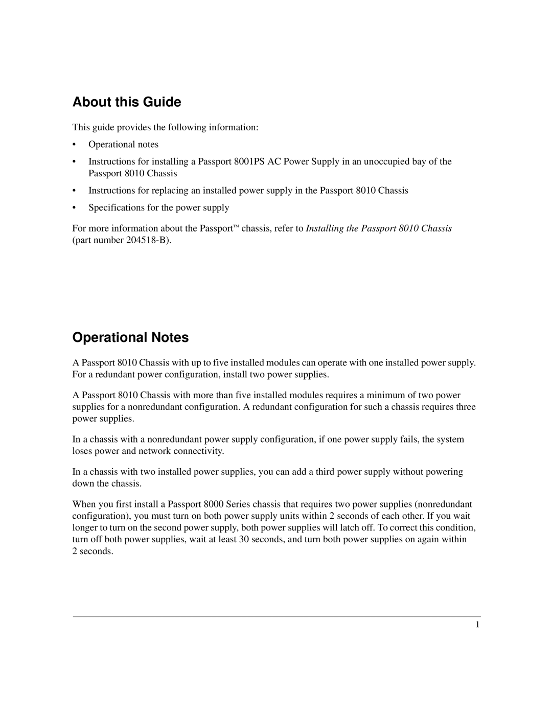 Nortel Networks 8001PS manual About this Guide, Operational Notes 