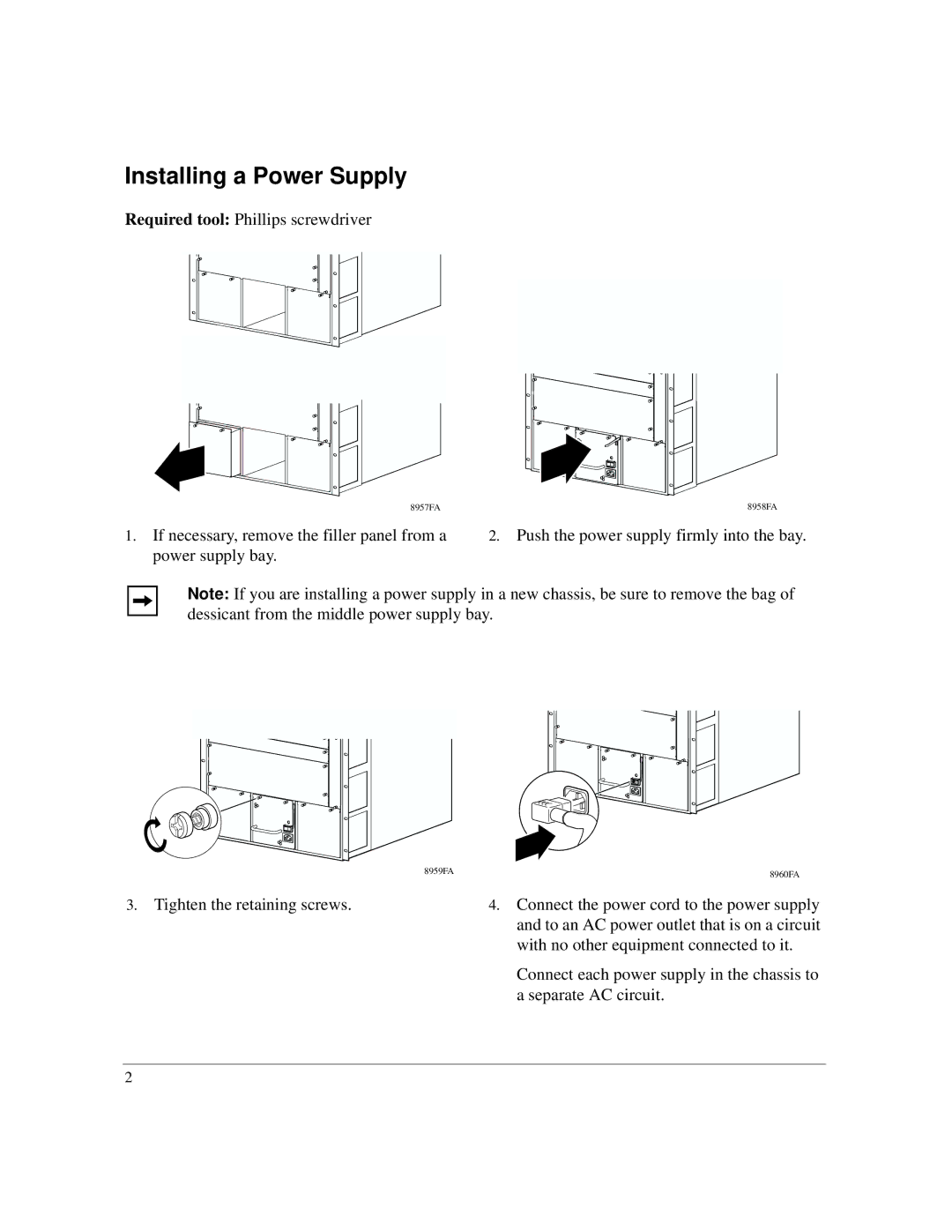 Nortel Networks 8001PS manual Installing a Power Supply 