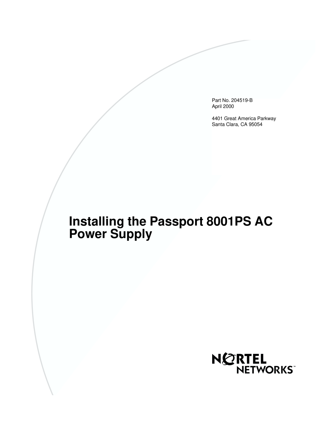 Nortel Networks manual Installing the Passport 8001PS AC Power Supply 