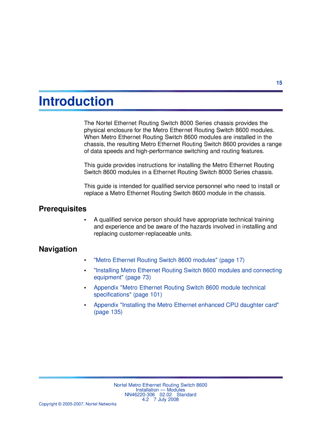 Nortel Networks 8005DC, 8003AC, 8004AC, 8004DC, 8005AC manual Prerequisites, Navigation 