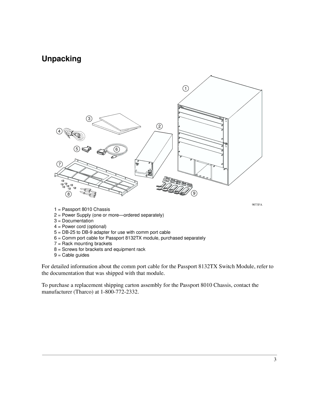 Nortel Networks 8010 manual Unpacking 