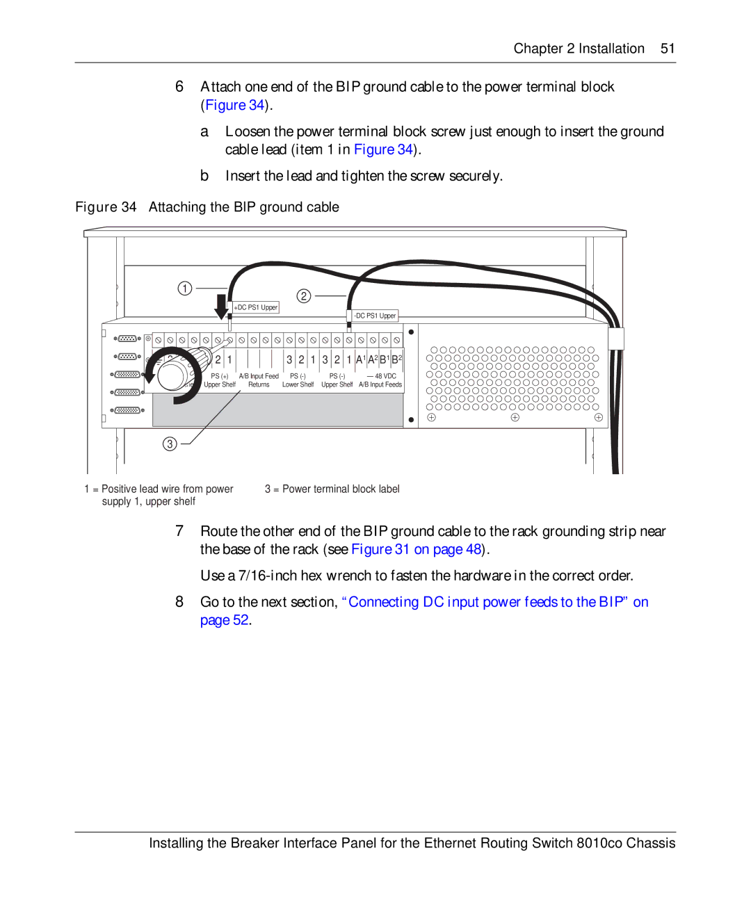 Nortel Networks 8010co manual Attaching the BIP ground cable 