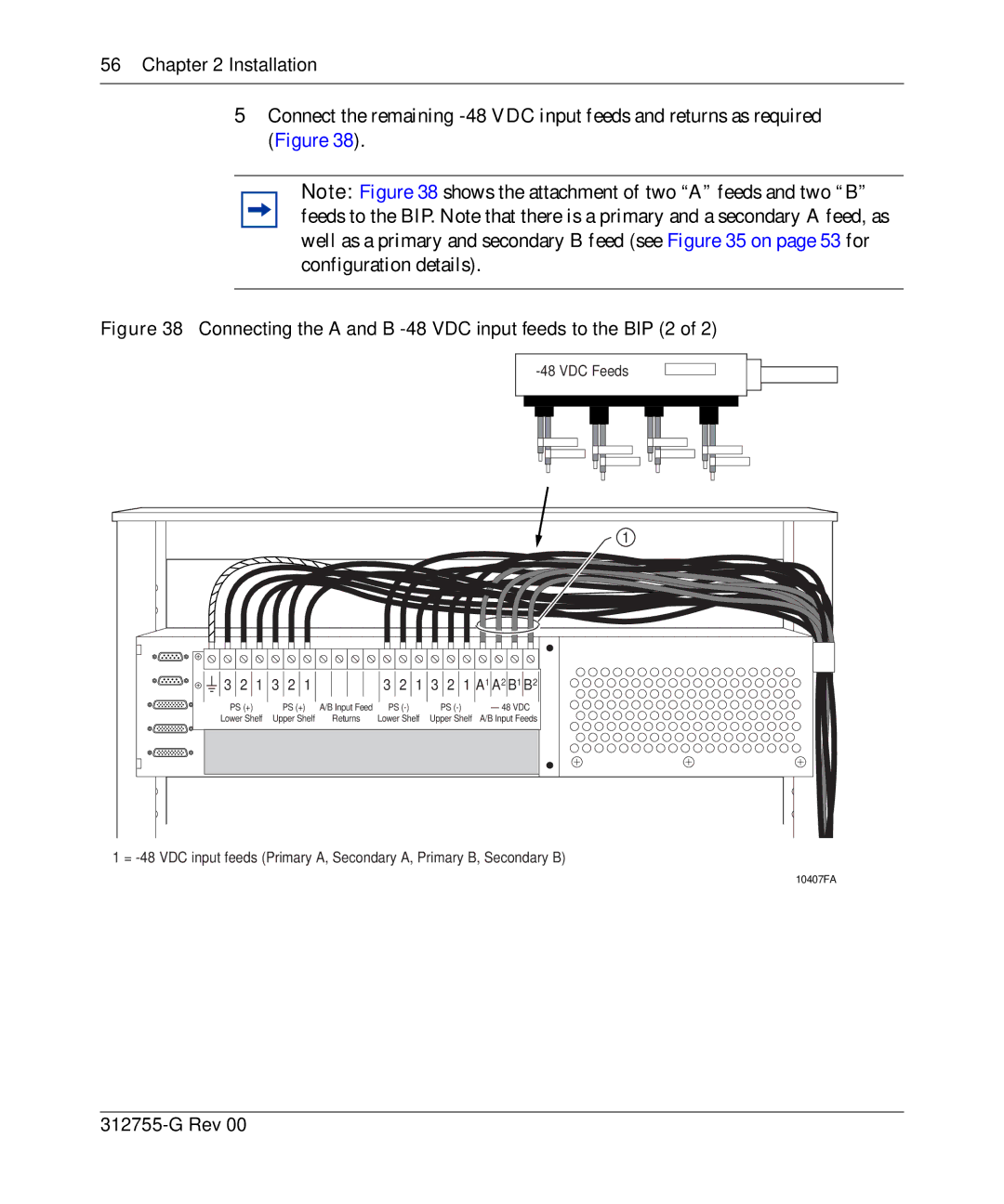 Nortel Networks 8010co manual Connecting the a and B -48 VDC input feeds to the BIP 2 