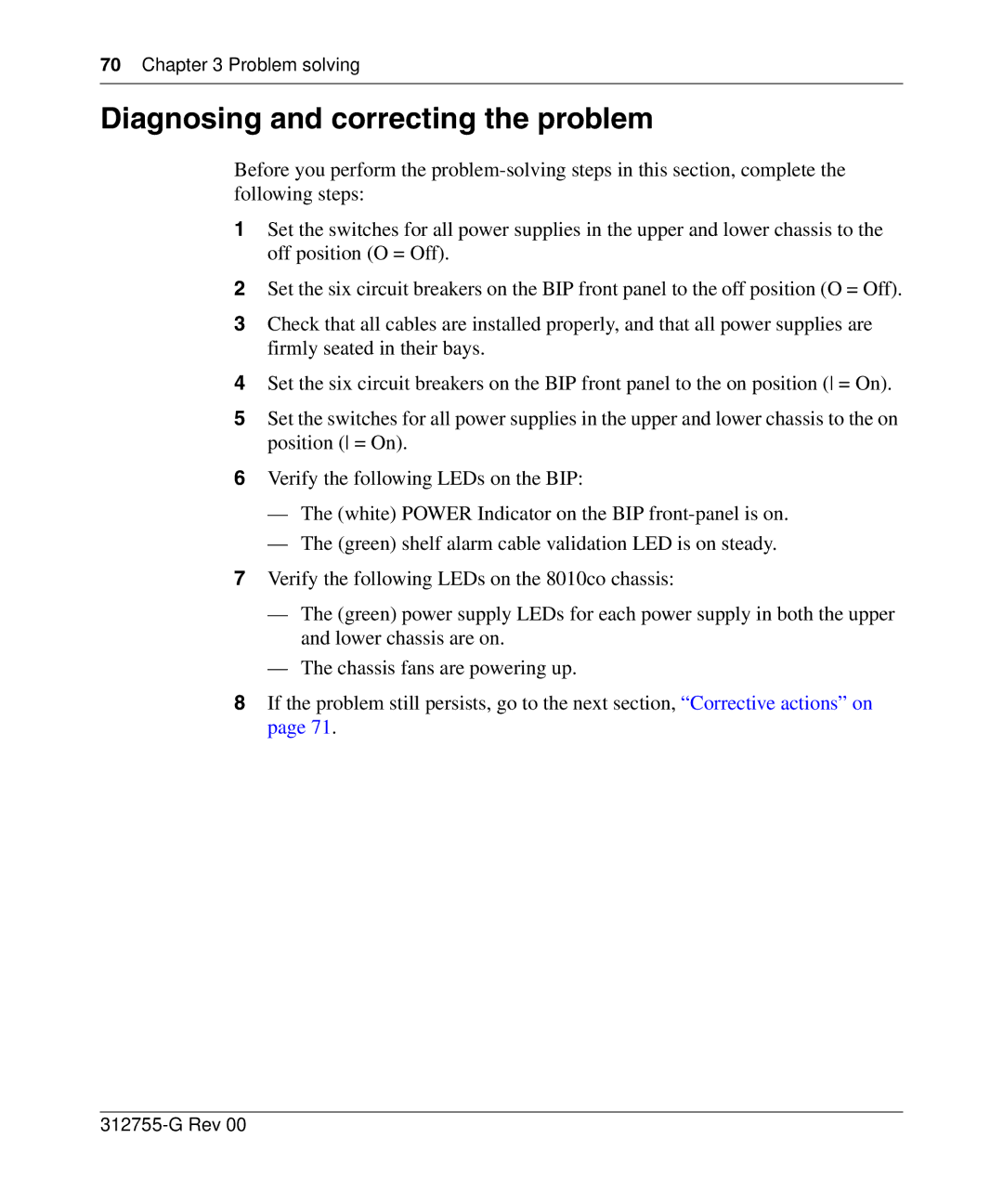 Nortel Networks 8010co manual Diagnosing and correcting the problem 