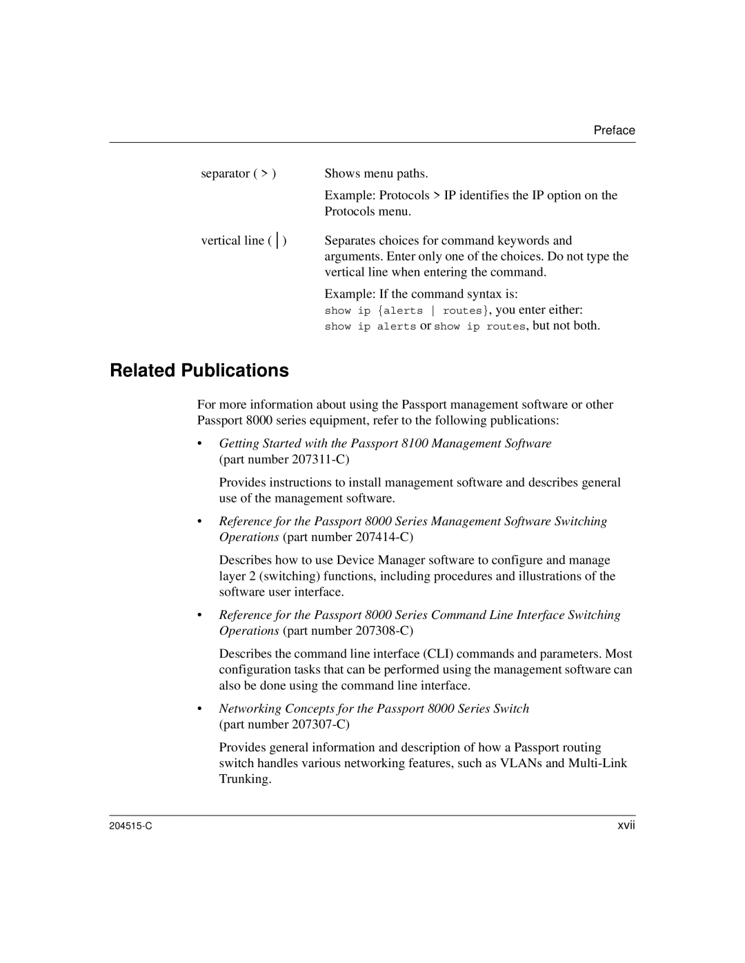 Nortel Networks 1000BASE-XD, 8100 manual Related Publications 